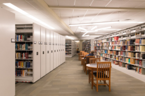 Spacesaver High-Density Mobile Shelving in Library - Library Storage