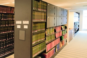 Spacesaver High-Density Mobile Shelving in a Library