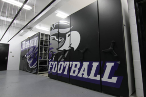 Athletic Football Storage with Low-Profile Mobile Shelving